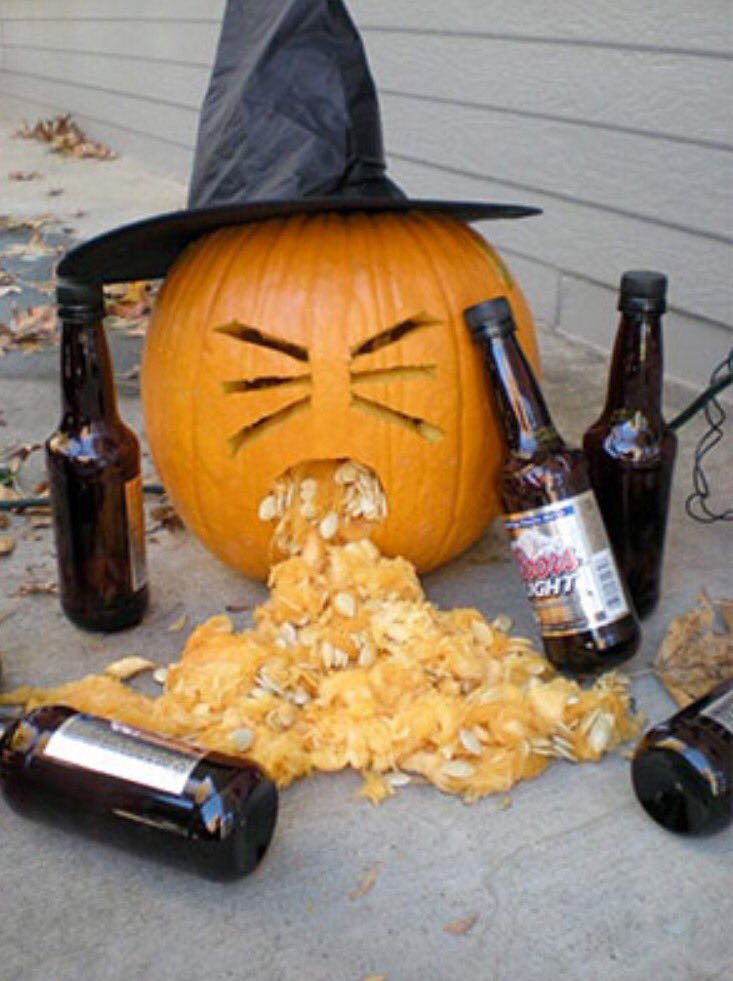 Drunken Halloween Pumpkin Vomiting Funny Image