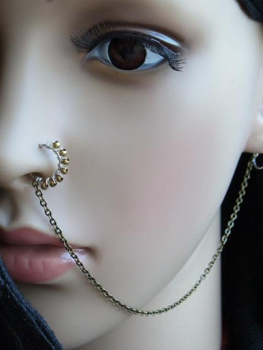 Ear To Nose Chain Piercing Idea For Girls