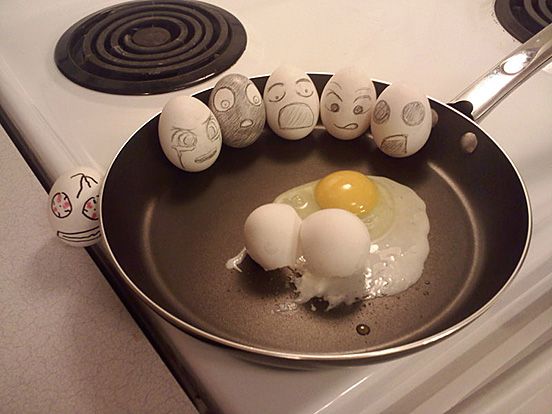 Eggs Scared Faces Funny Image