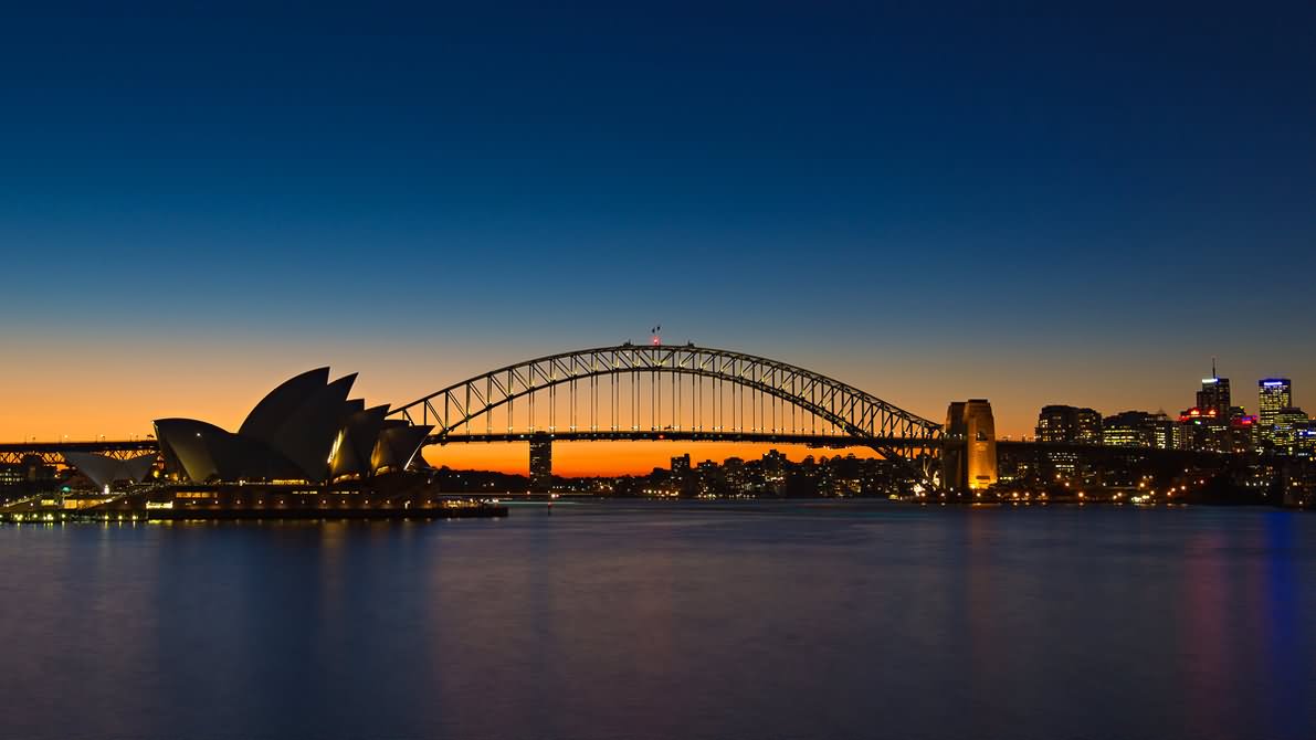 Elegant Sydney Harbour Bridge Sunset View Picture