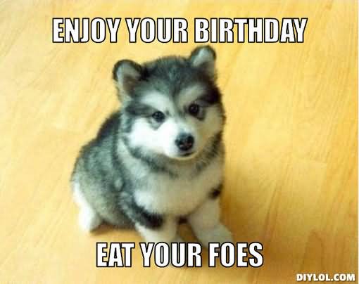 Enjoy Your Birthday Eat Your Foes Funny Birthday Meme Image