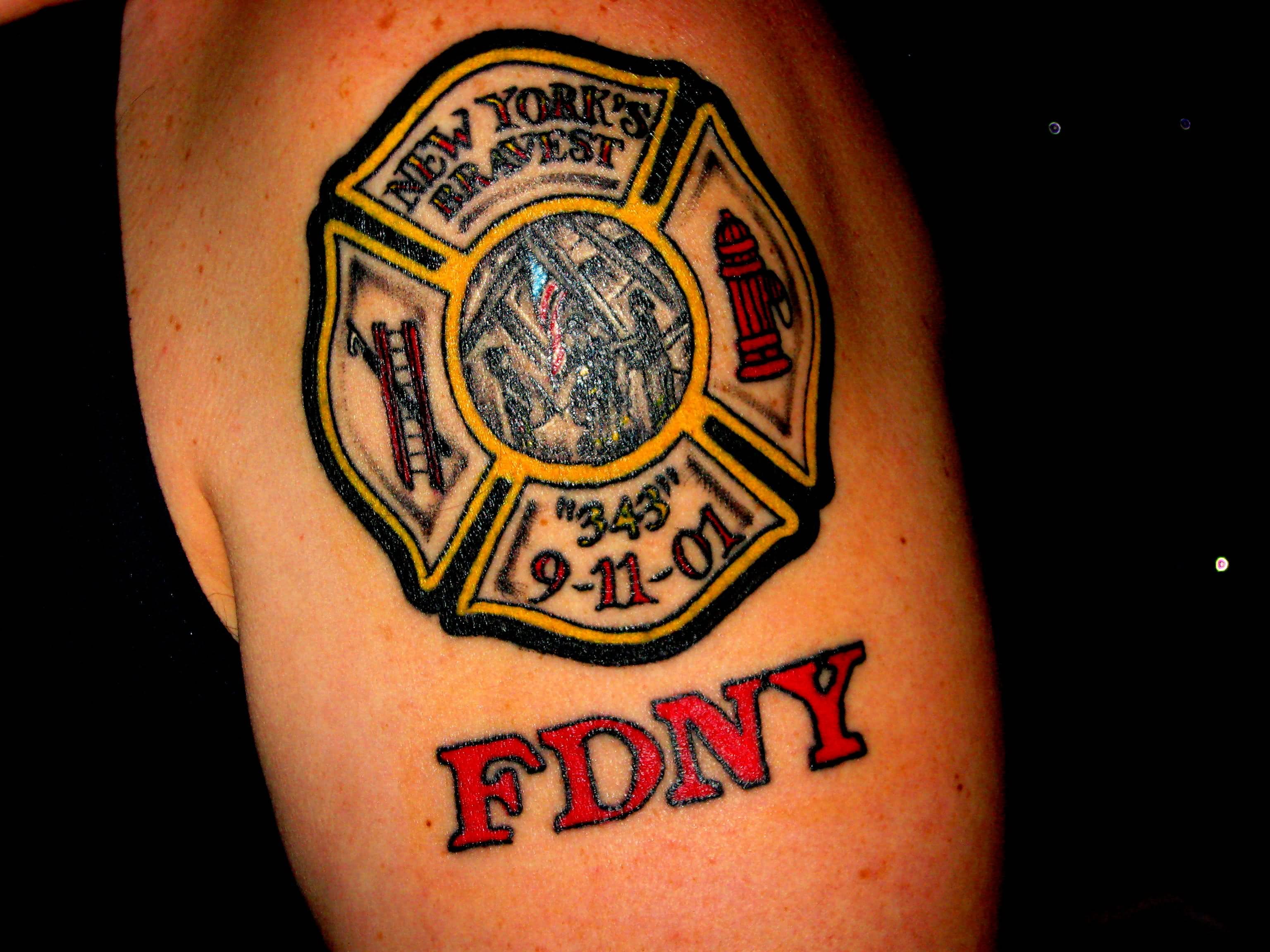 FDNY - Firefighter Cross Tattoo Design For Shoulder