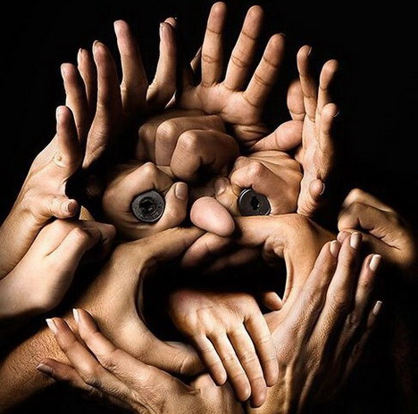 Face Made Of Hands Optical Illusion Picture