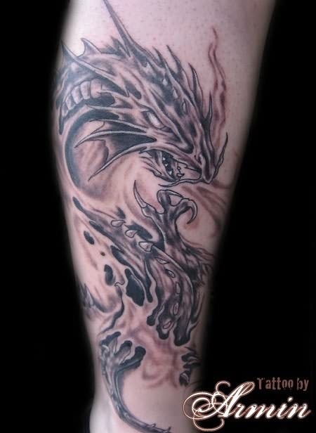 Fantasy Dragon Tattoo Design For Leg