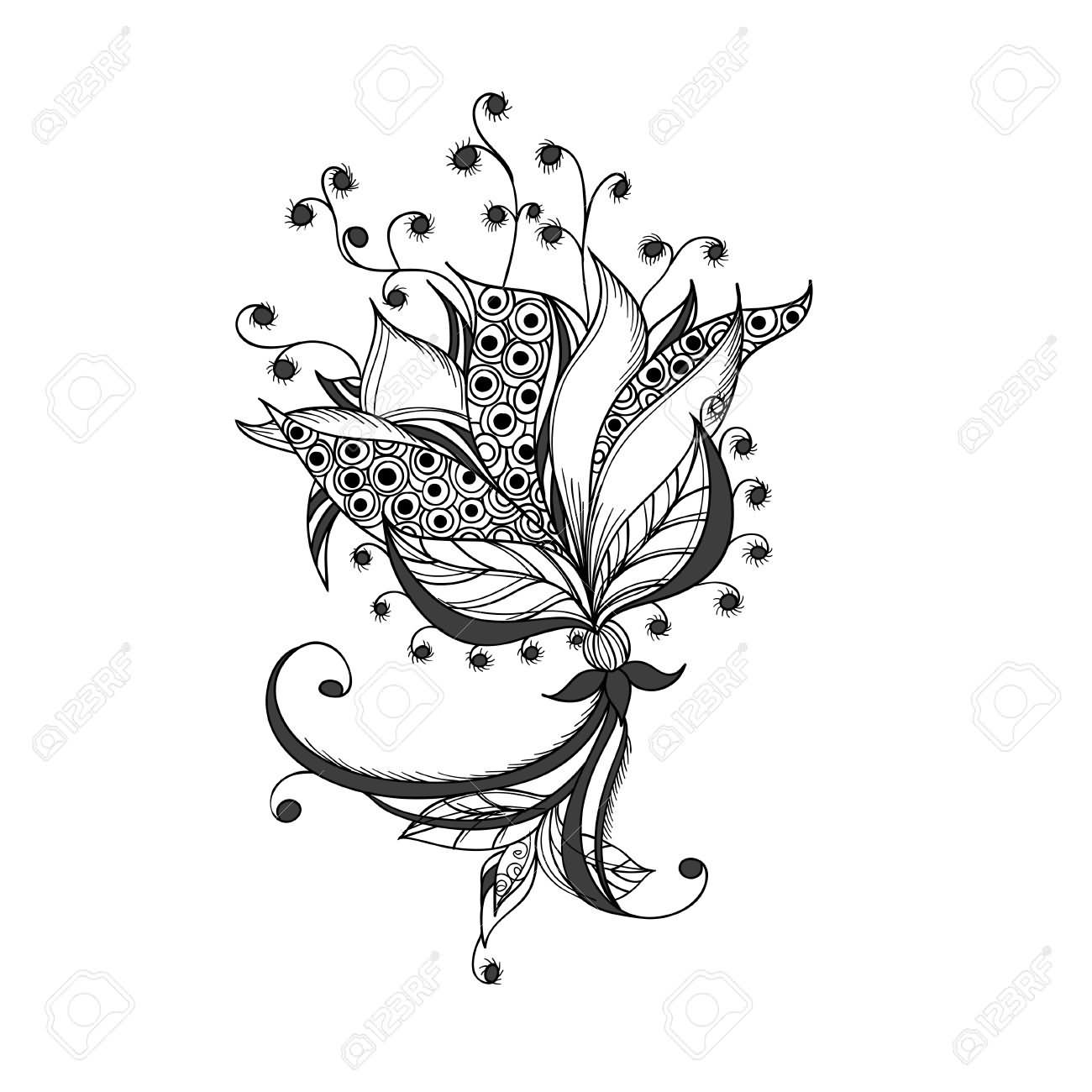 Fantasy Flower Tattoo Design Sample