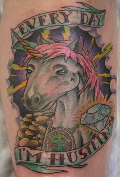 Fantasy Unicorn Tattoo On Half Sleeve