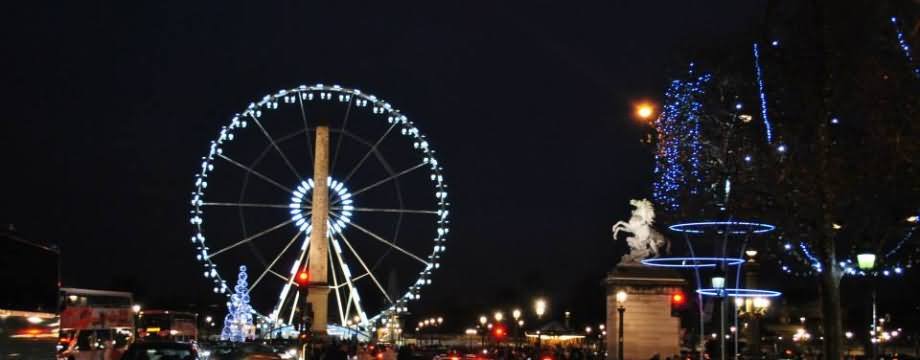 Ferris Wheel And Place de la Concorde Night Picture
