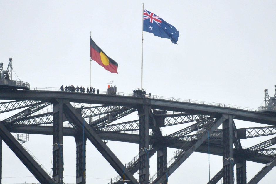 Flags Fly Over Sydney Harbour Bridge