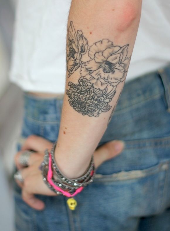 Floral Tattoo Design For Girl Arm