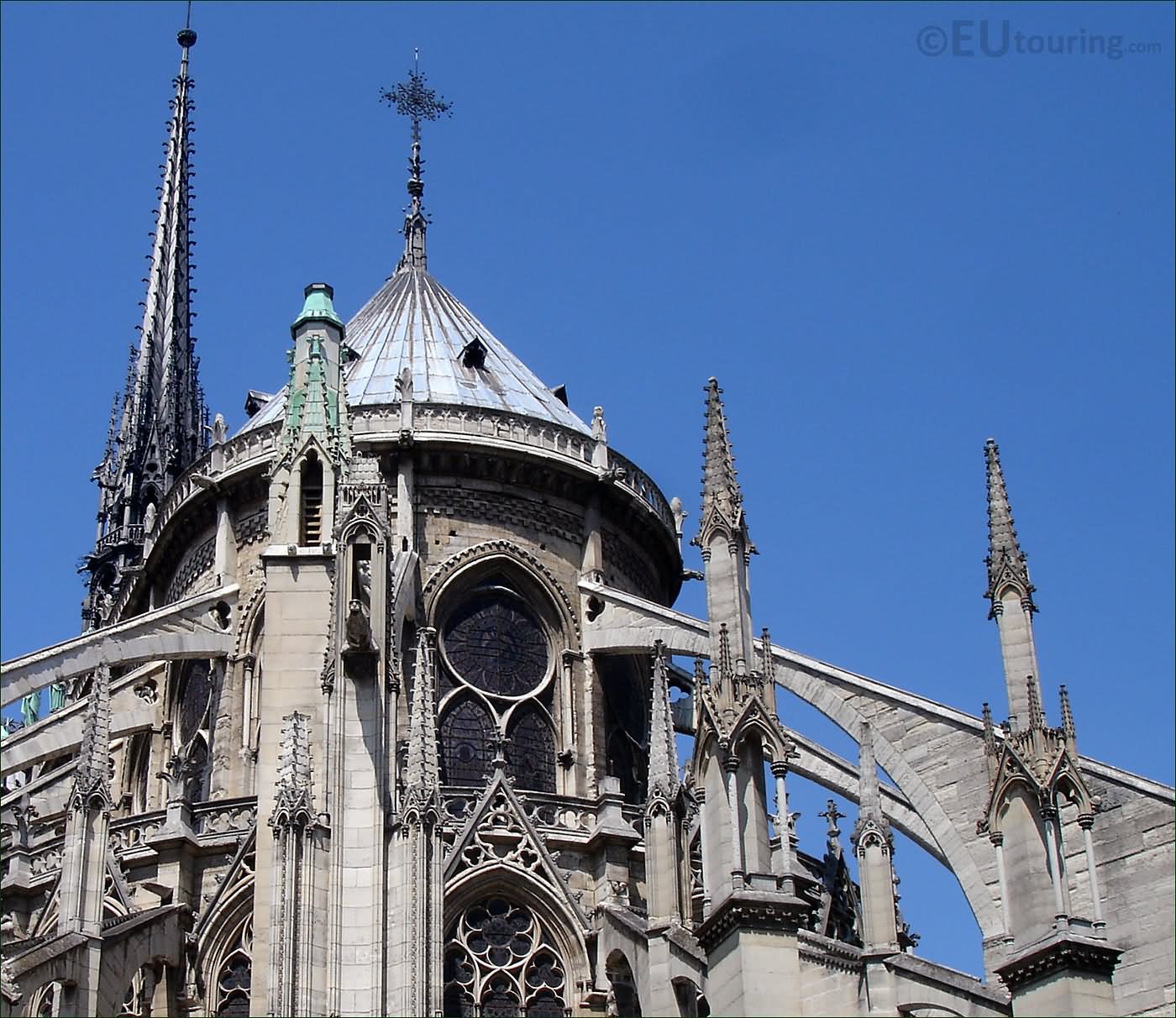 Flying Buttresses On Notre Dame de Paris Cathedral