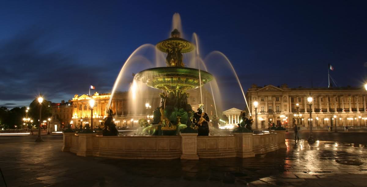 Fountain At Place de la Concorde Night Picture