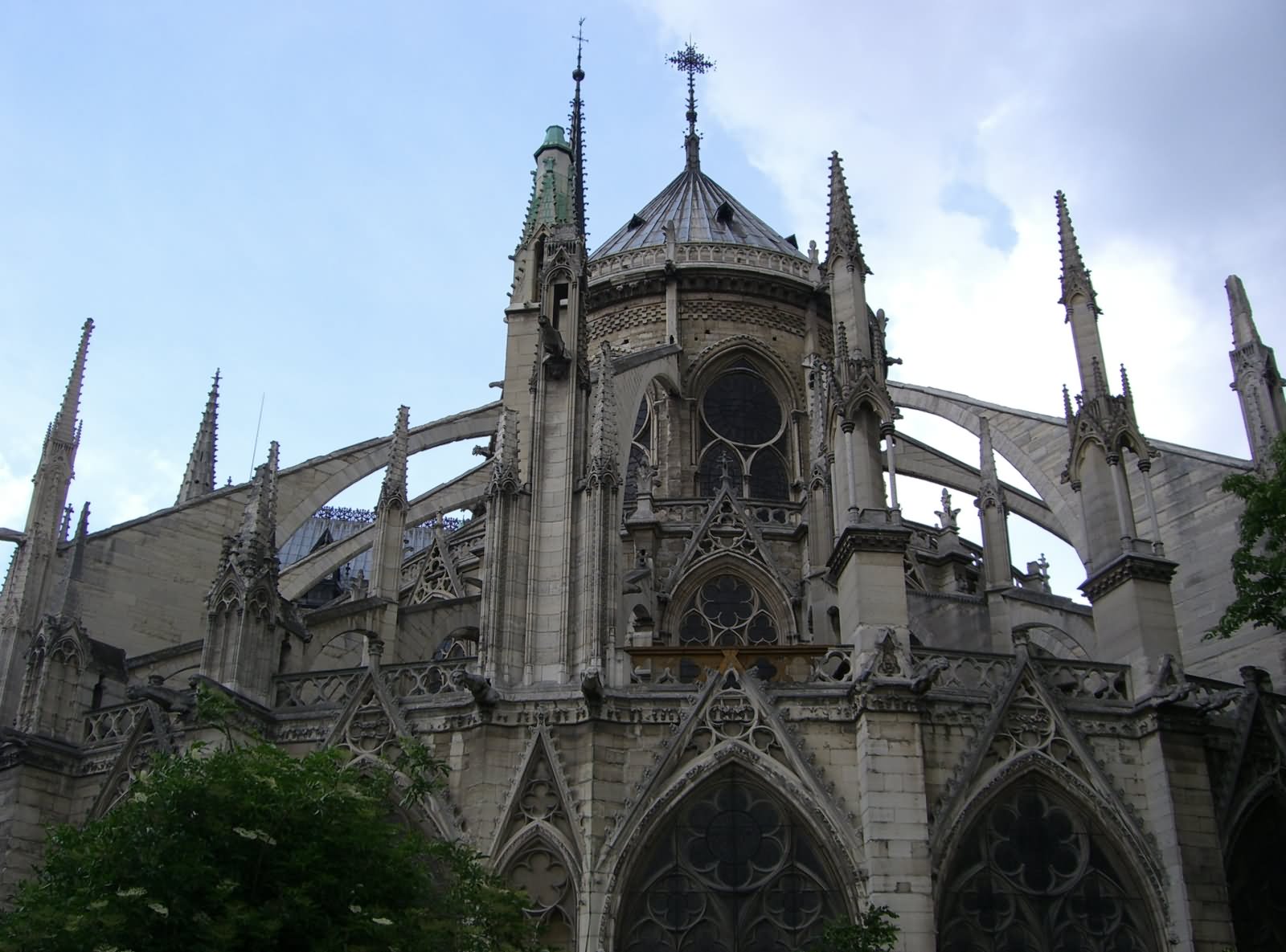 Front View Of Flying Buttresses At Notre Dame de Paris