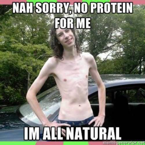 Funny Exercise Meme Nah Sorry No Protein For Me I Am All Natural Image
