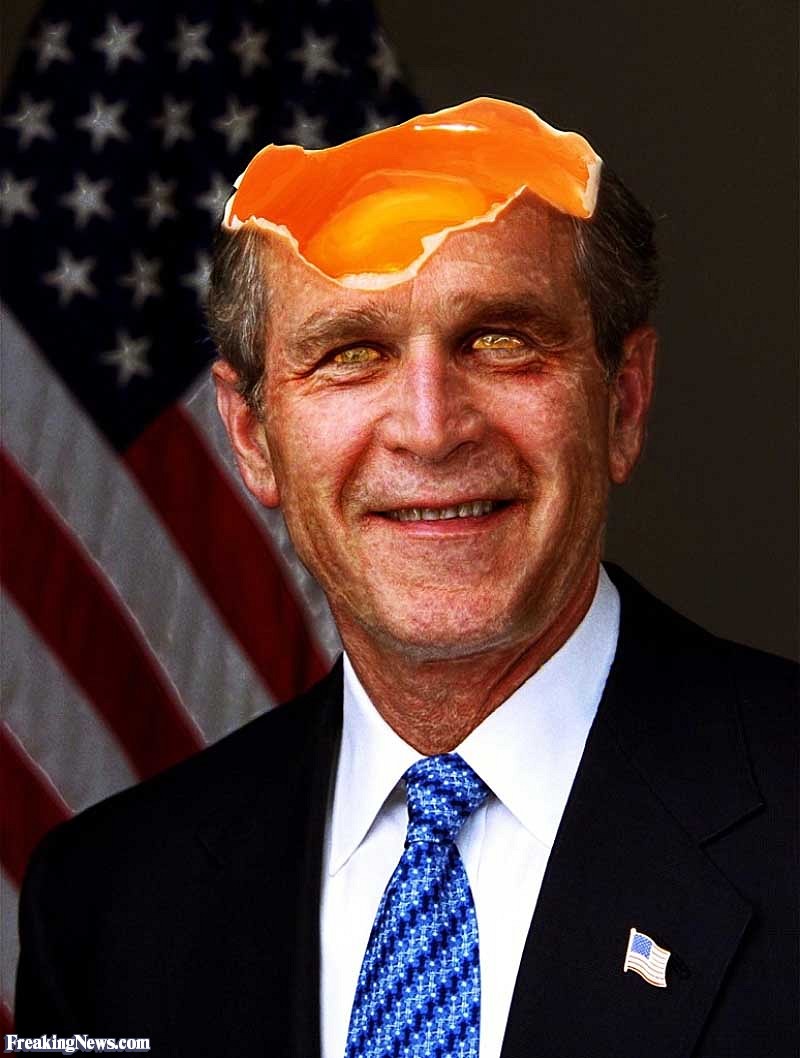 Funny George Bush With Cracked Egg Head Photoshop Photo