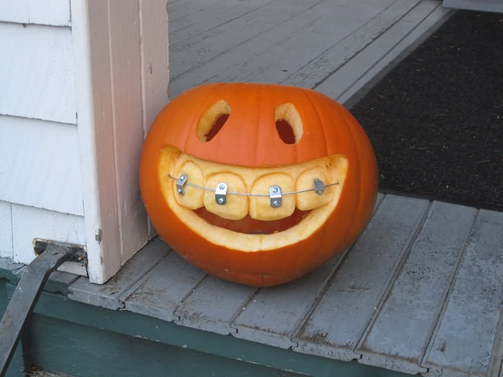 Funny Halloween Pumpkin Smiling Picture