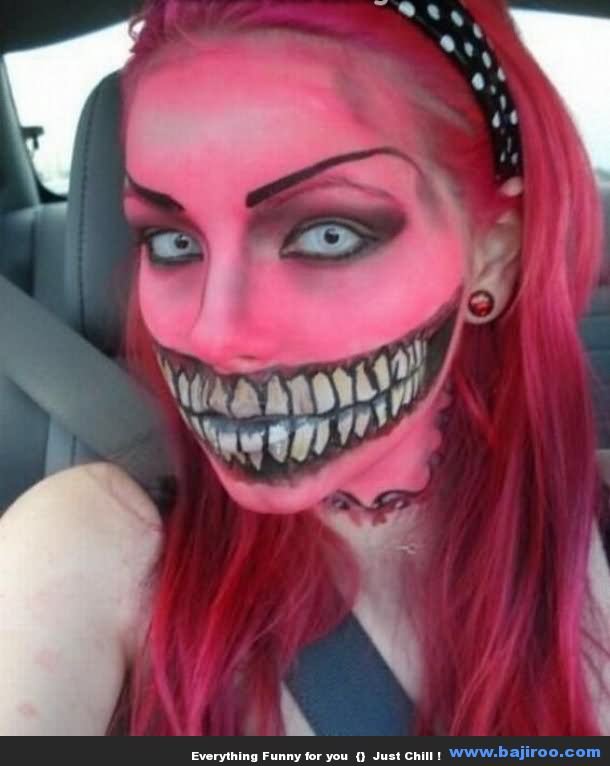 Girl With Weird Scary Face Painting Funny Photo For Whatsapp