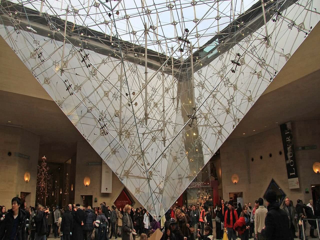 Glass Pyramid The Louvre Interior View Image