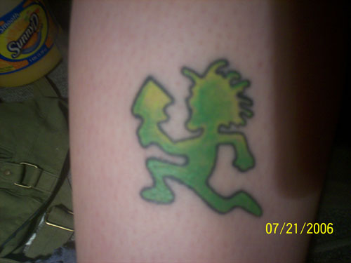 Green And Yellow Ink Juggalo Tattoos