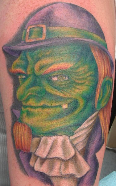 Green Face Leprechaun Tattoo