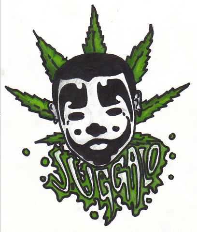 Green Marijuana Leaf Juggalo Tattoo Design