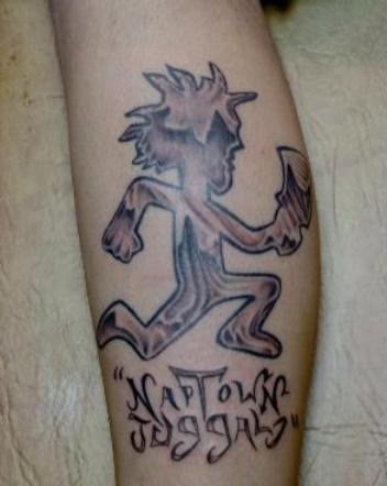 Grey Juggalo Tattoo On Leg
