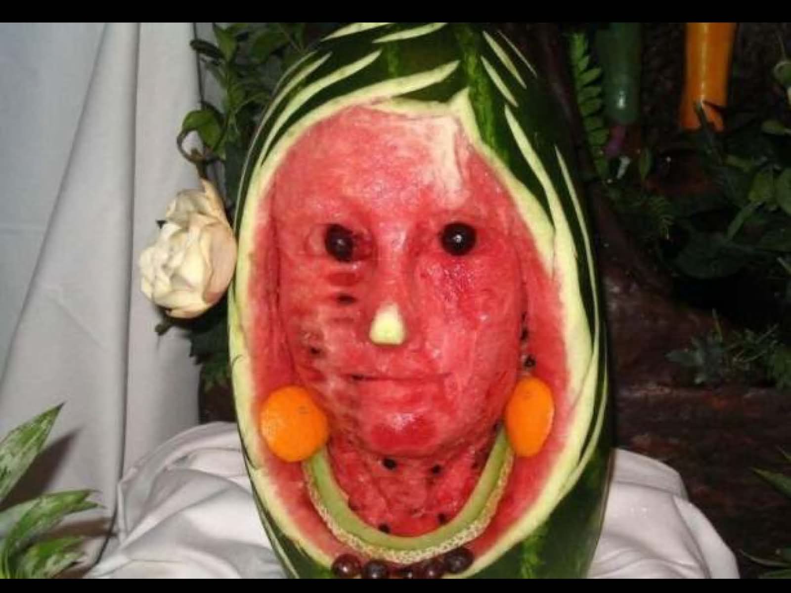 Guy With Watermelon Weird Face Funny Picture