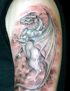 Half Sleeve Silver Fantasy Dragon Tattoo