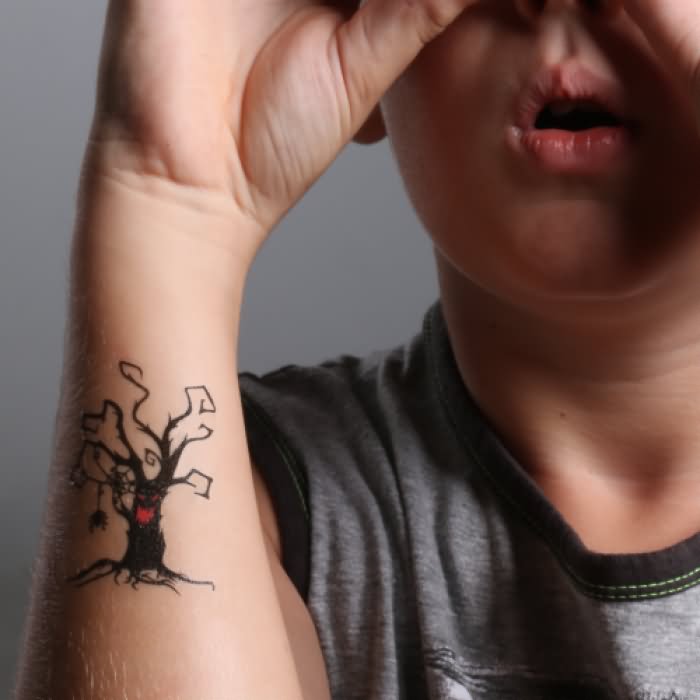Halloween Tree Tattoo On Wrist