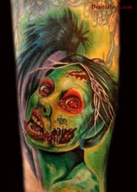 Halloween Zombie Tattoo Design For Sleeve