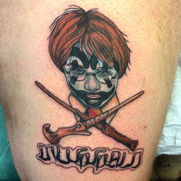 Harry Potter Juggalo Tattoo On Bicep