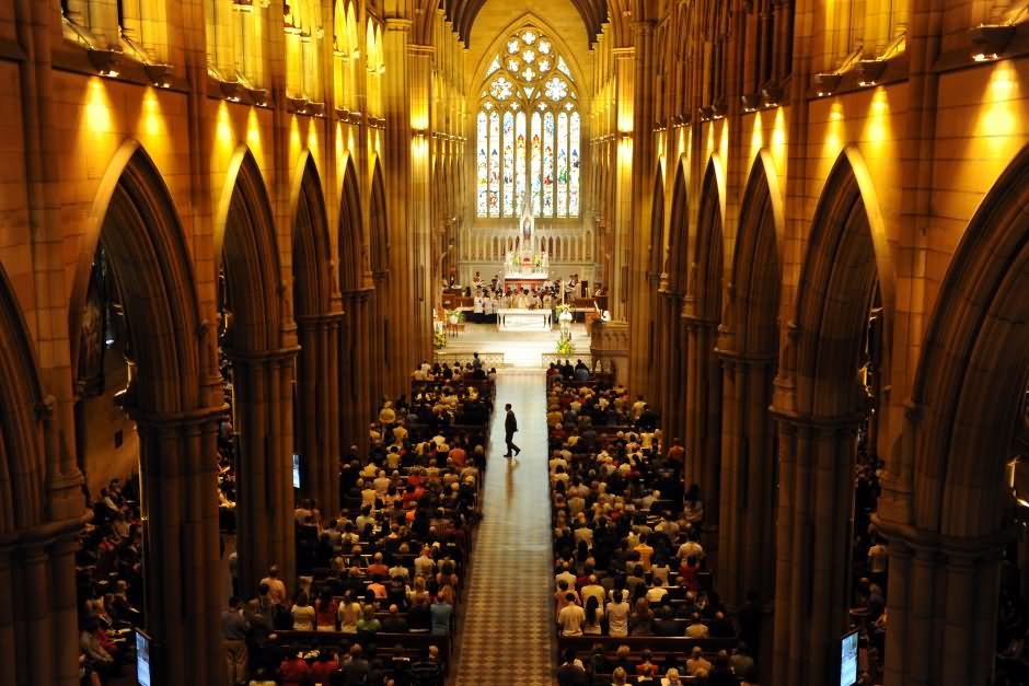 Huge Crowd Attends Easter Sunday Solemn High Mass At St. Mary's Cathedral Sydney