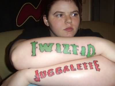 I Wizfid Juggalette Tattoos On Girl Both Arms