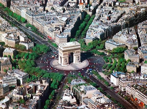 Incredible Air View Of Arc de Triomphe