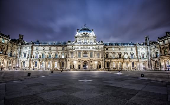 Incredible Front View Of Louvre Museum At Night
