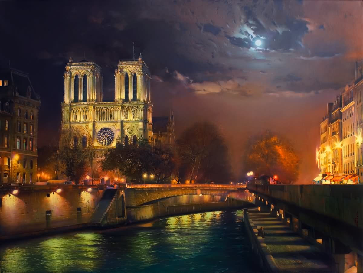 Incredible Night Picture Of Notre Dame de Paris