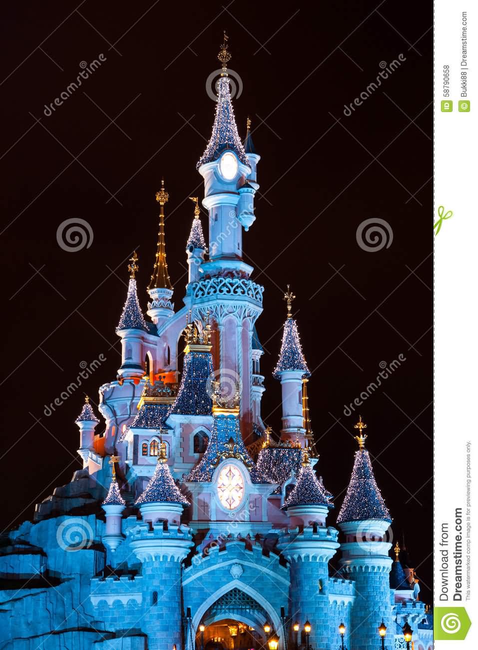 Incredible Night View Of Disneyland Paris Castle