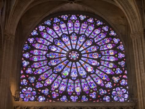 Interior Of Rose Window Notre Dame de Paris Cathedral Picture