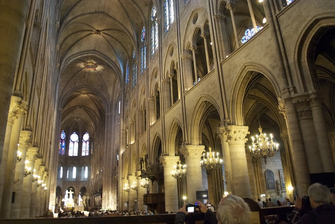 Interior Of The Notre Dame de Paris Cathedral