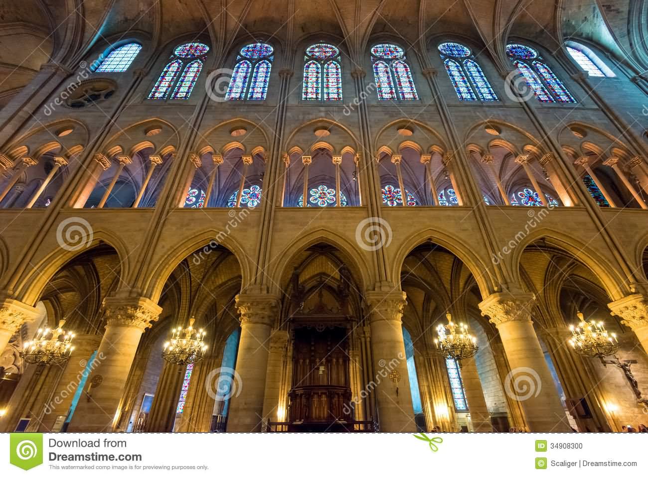 Interior Of The Notre Dame de Paris