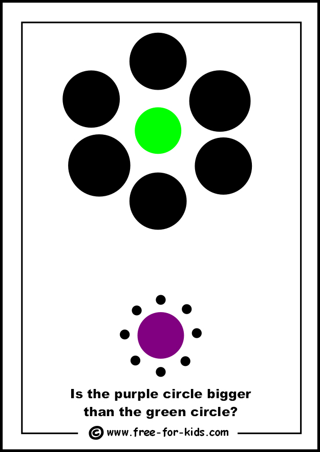 Is The Purple Circle Bigger Than The Green Circle Optical Illusion
