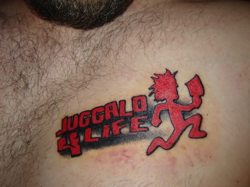 Juggalo 4 Life Tattoo On Man Chest