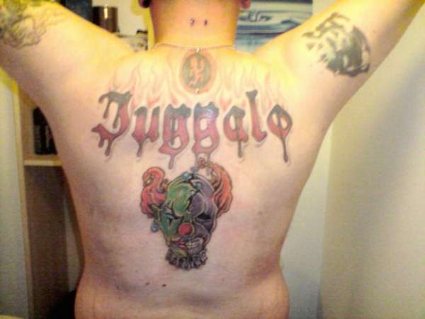 Juggalo Tattoo On Upper Back For Men
