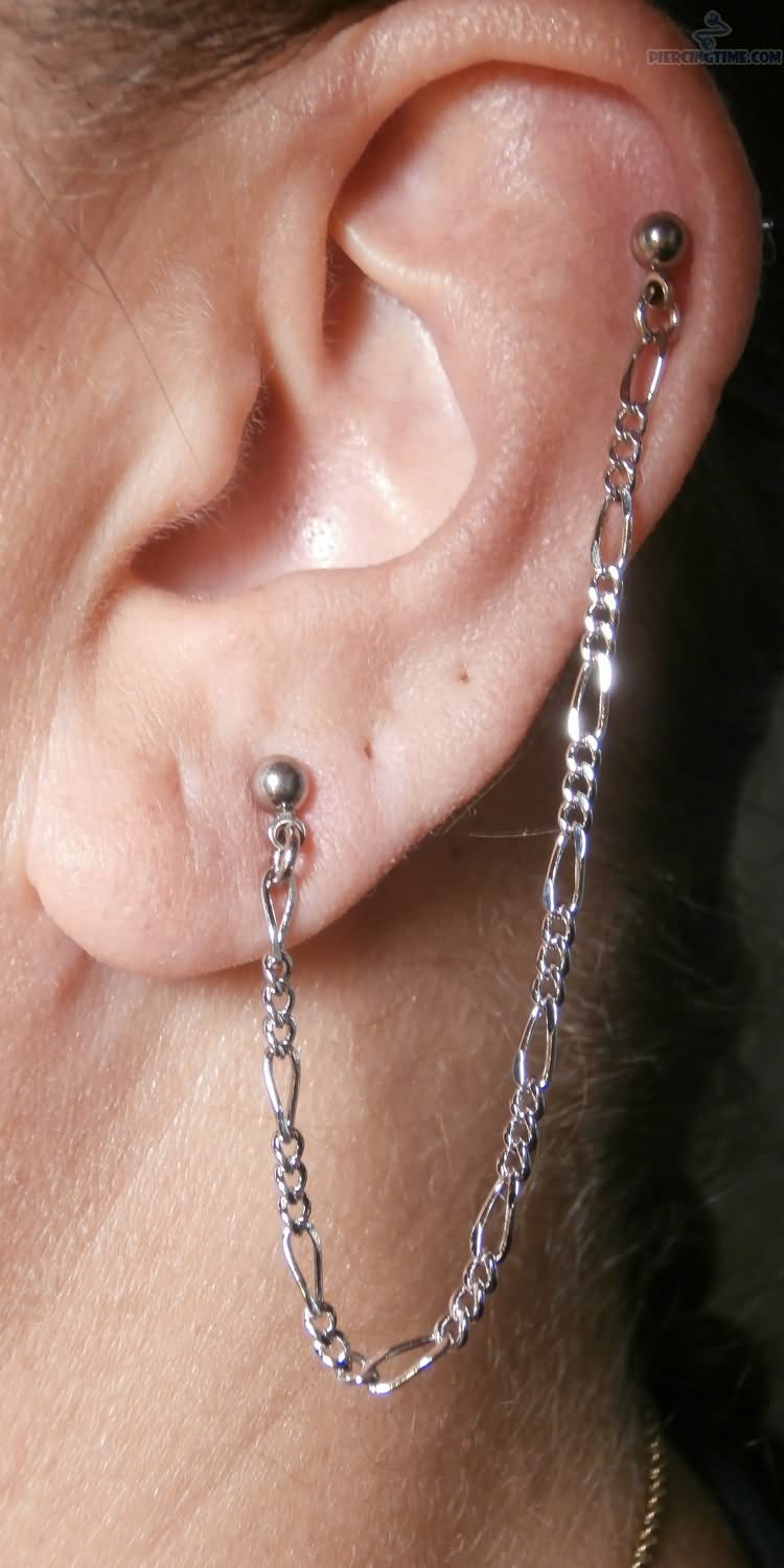 Left Ear Chain Piercing For Women