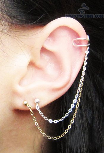 Left Ear Chain Piercing