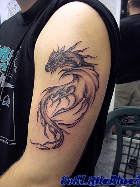 ELeft Half Sleeve Fantasy Dragon Tattoo by EvilLittleBlue