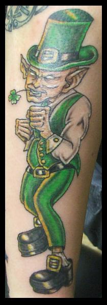 Leprechaun With Green Dress Tattoo