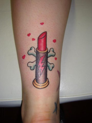 Lipstick Tattoo On Back Leg