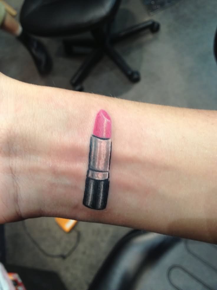 Lipstick Tattoo On Right Wrist