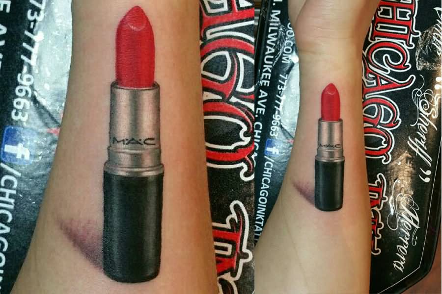 Lipstick Tattoo On Side Wrist