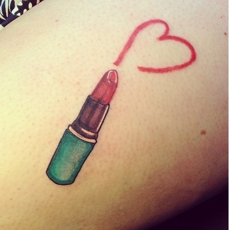 Lipstick Tattoo On Thigh